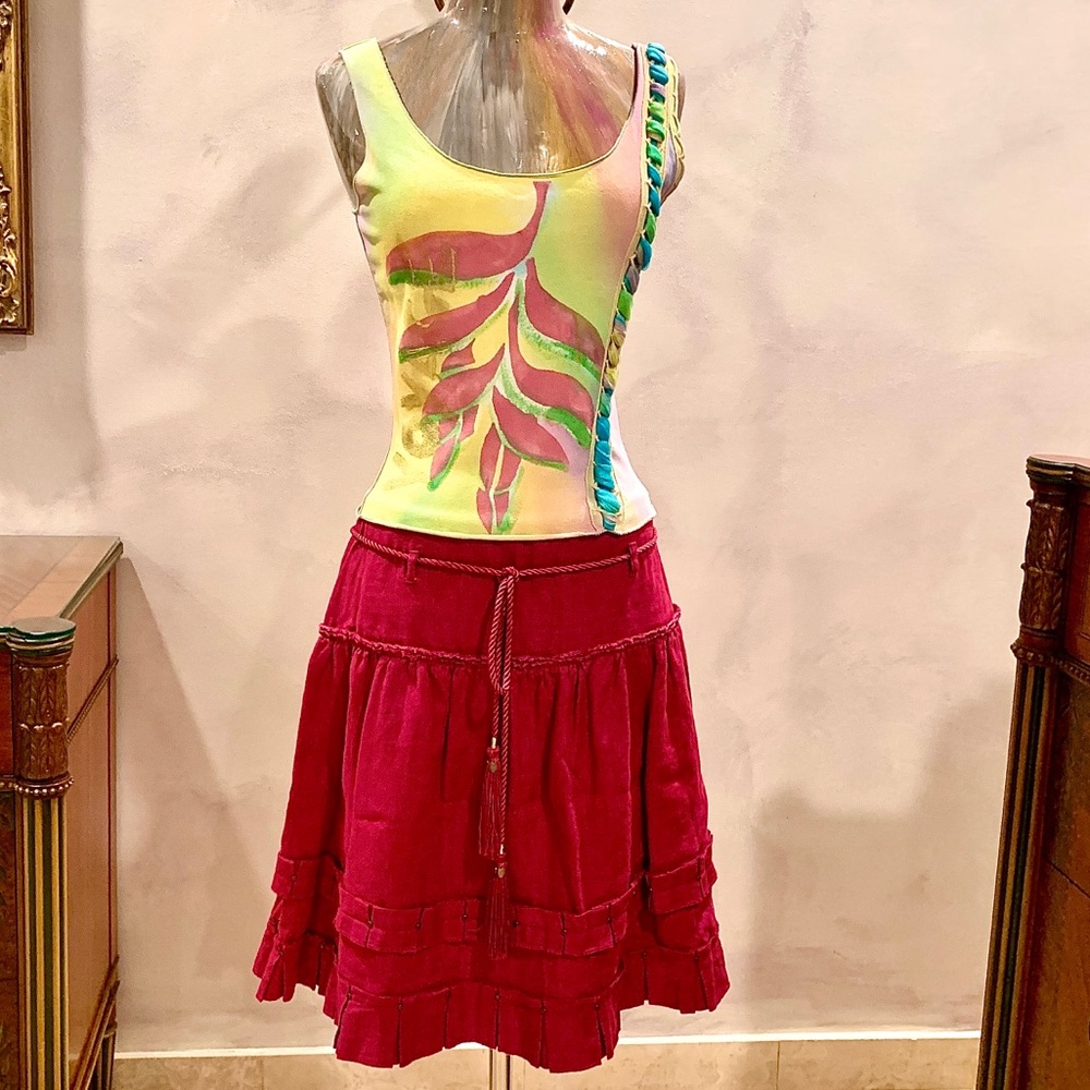 Linen skirt with rope belt